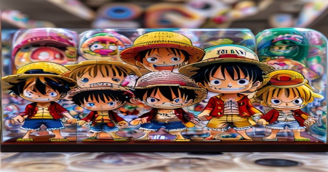 Row of One Piece World Collectable Figure WCF gashapon from Wano arc including Luffy, Zoro, Yamato and Kaido