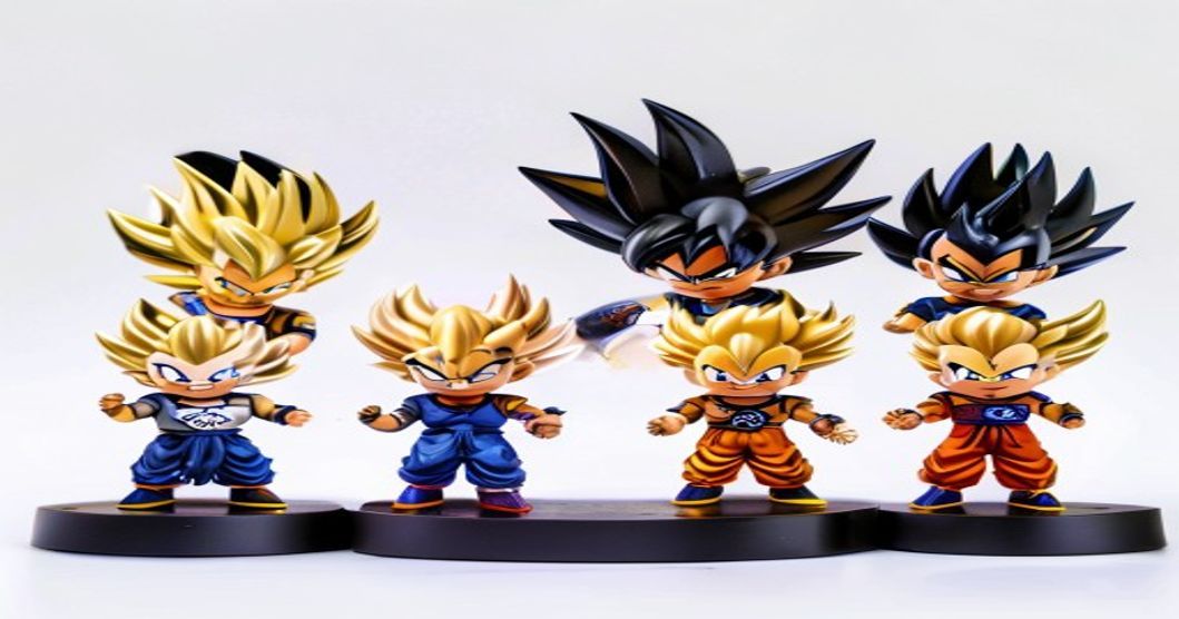 Dragon Ball gashapon figures including Ultra Instinct Goku and Super Saiyan Vegeta by Bandai