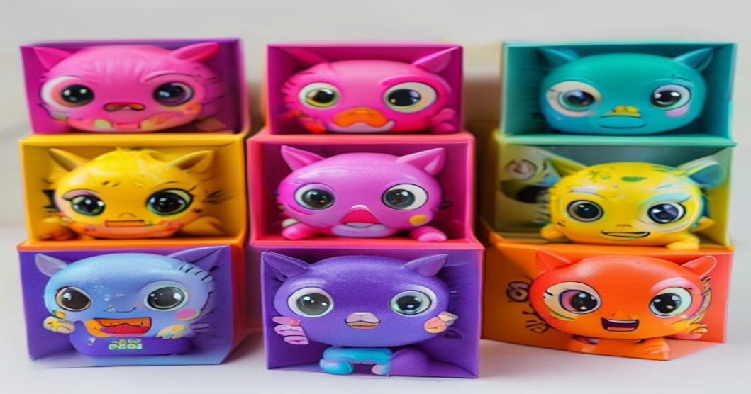 Collection of Pop Mart blind box figures including Labubu, Dimoo, and Molly displayed on shelf with sealed packaging boxes